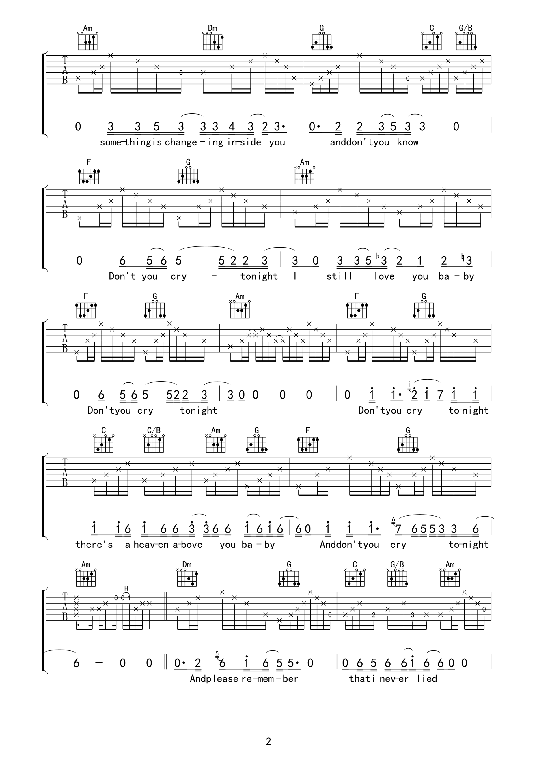 dontcry吉他谱第(2)页