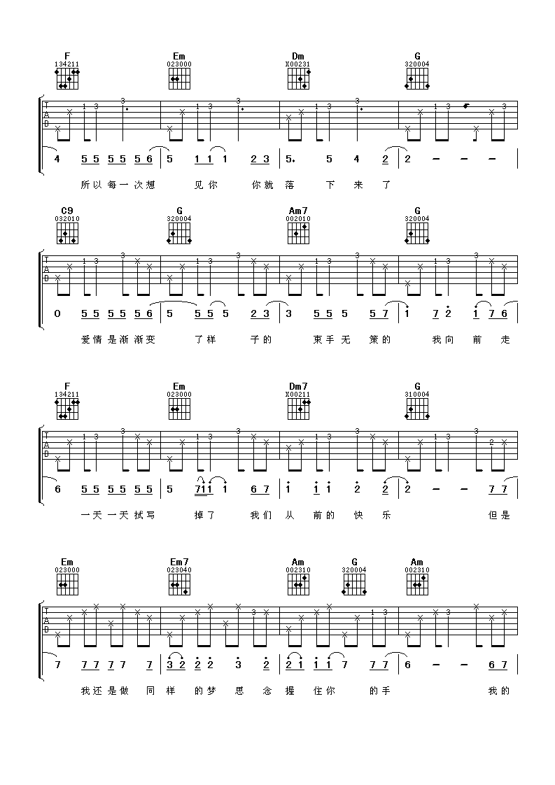 我对天空说吉他谱第(2)页