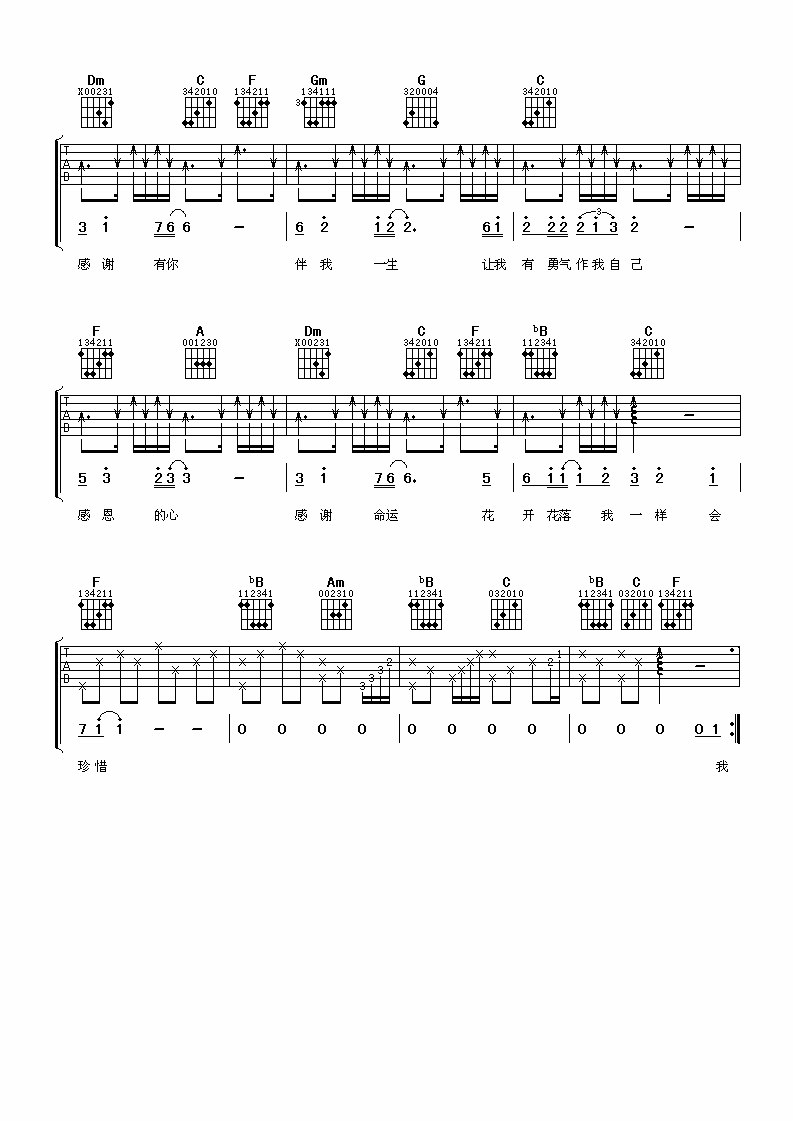 感恩的心吉他谱第(3)页